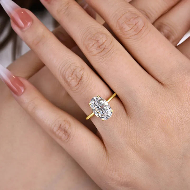 Affordable Engagement Ring Oval Cut Sona Simulated Diamond In Sterling Silver