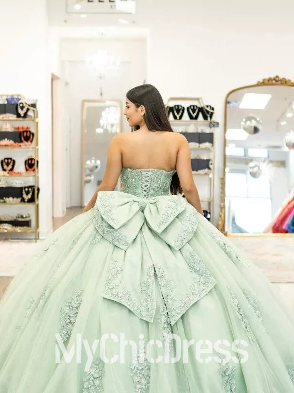 Amazing Sage Green Quinceanera Dresses Lace Appliques with Beaded