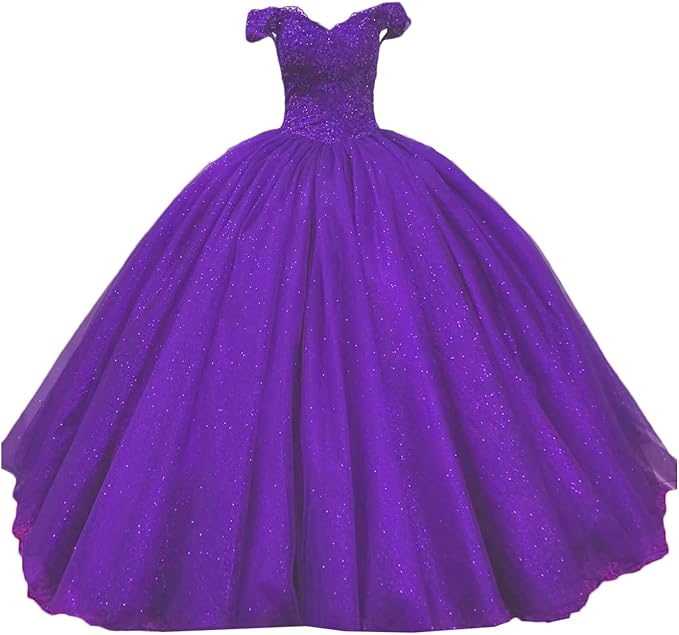 Ball Gown Sequin Wedding Dresses Lace Quince Dresses purple