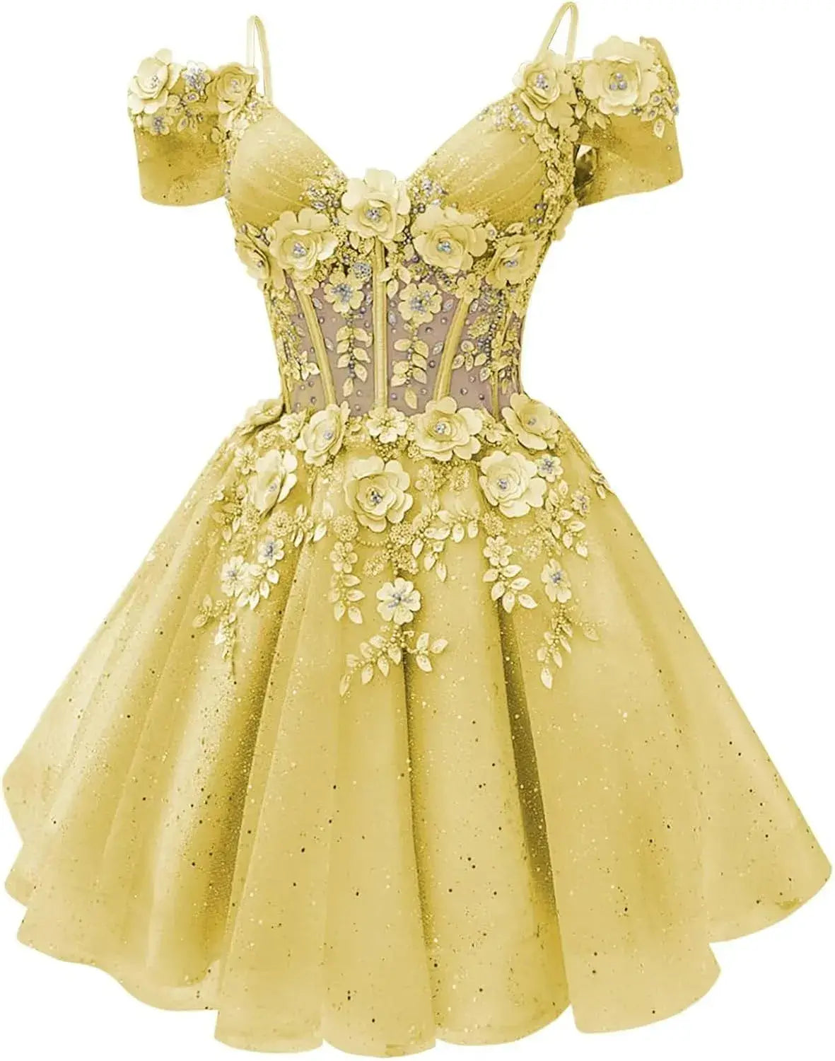 Beautiful Beaded Flowers DAMA Dresses Off Shoulder Short Homecoming Dress