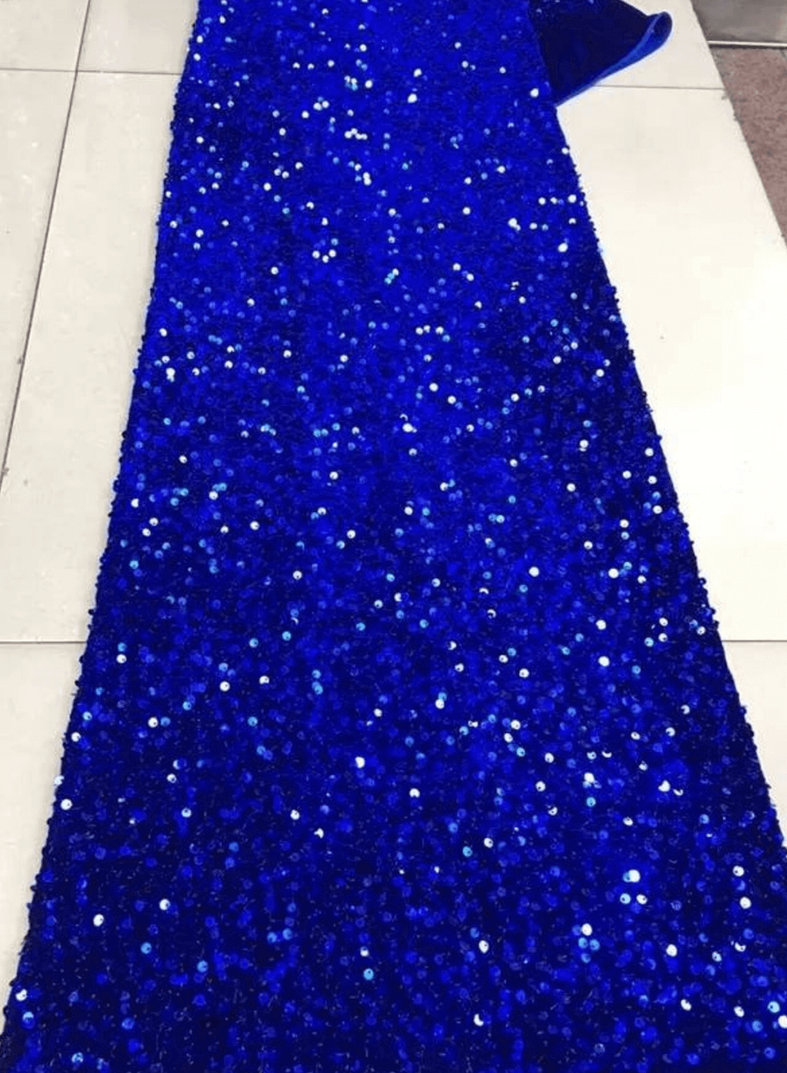Royal Blue Iridescent Graduation Dress Strapless Sequined Formal Dress - MyChicDress