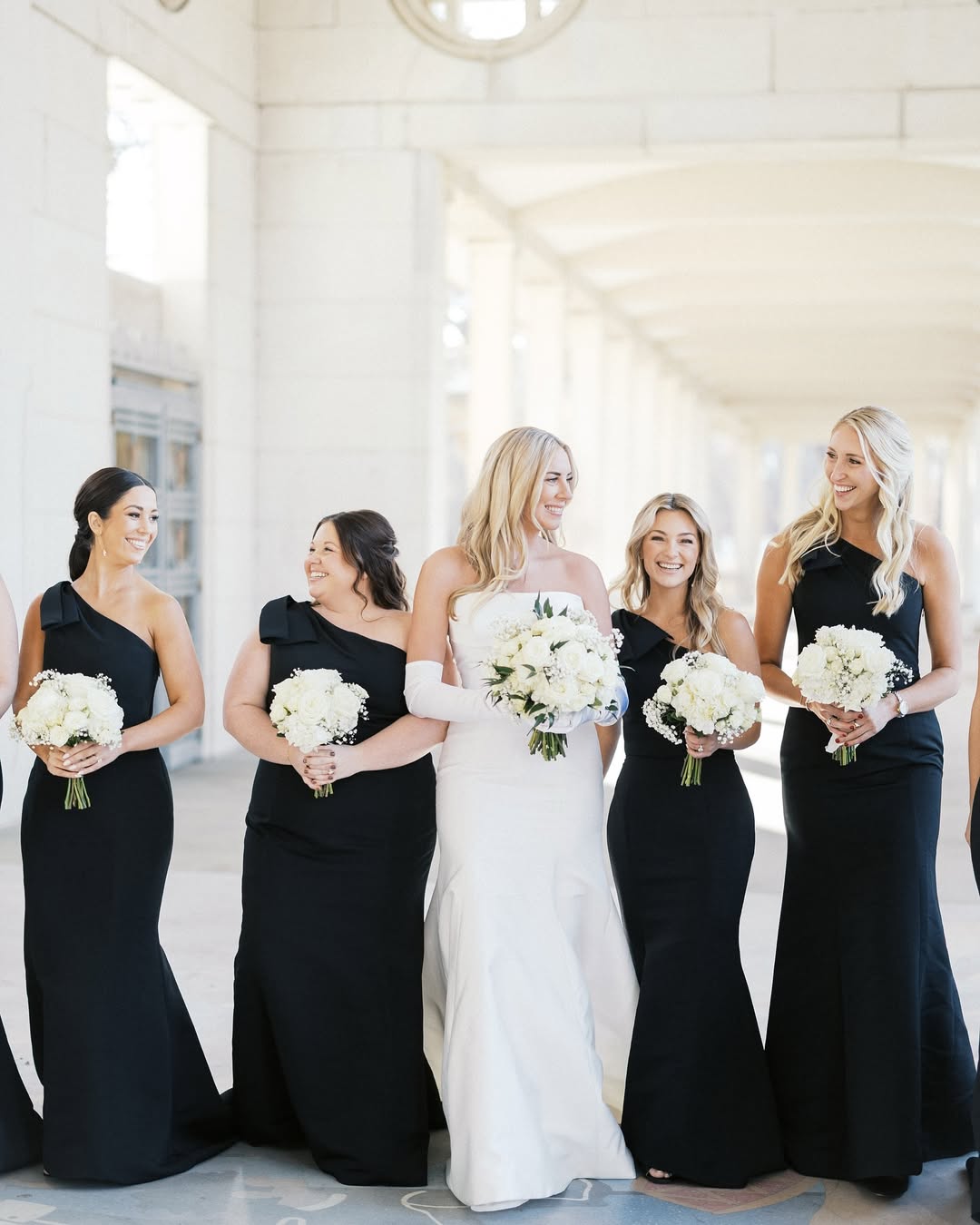 Cheap Satin Black Bridesmaids Dress One-Shoulder with Bow Strap