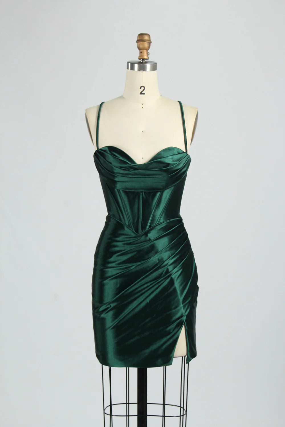 Cheap Short Satin Emerald Green Homecoming Dress Mini