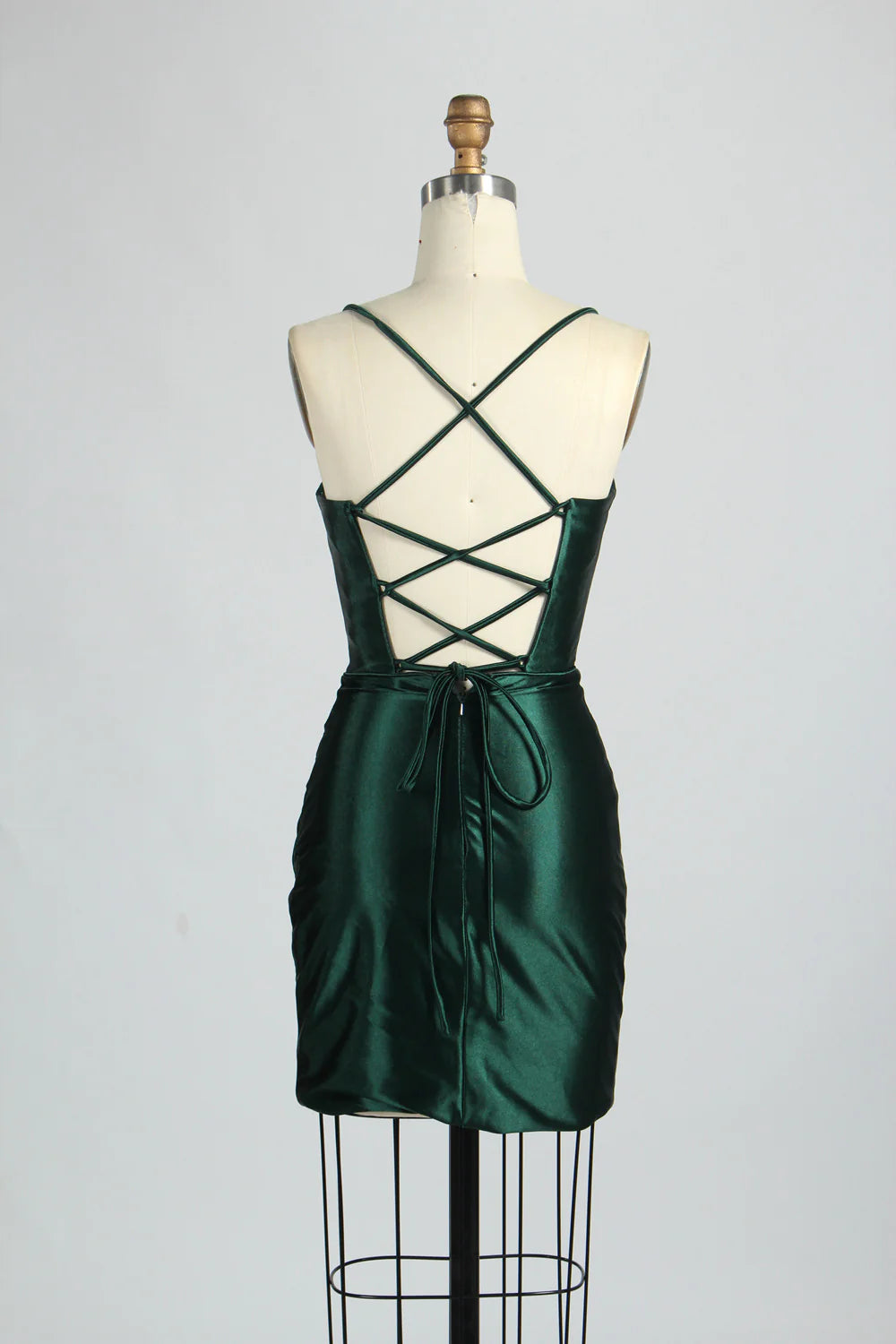 Cheap Short Satin Emerald Green Homecoming Dress Mini