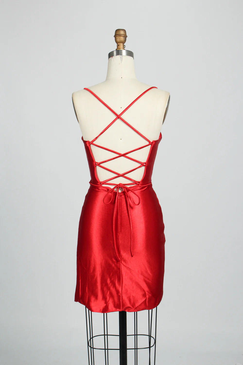 Cheap Short Satin red Homecoming Dress Mini