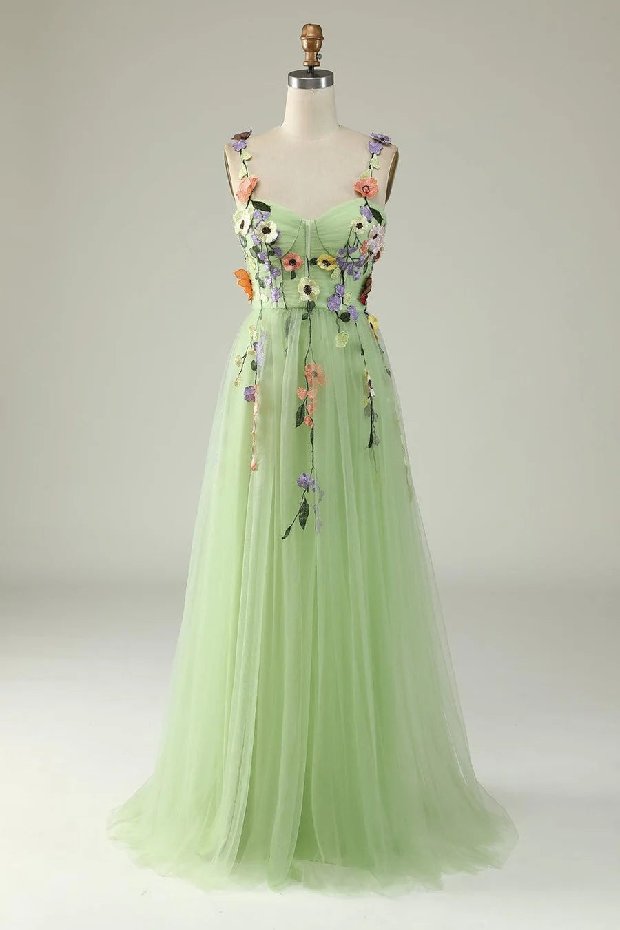 Classy Long green Floral Prom Dresses Sweetheart Evening Dress Mychicdress