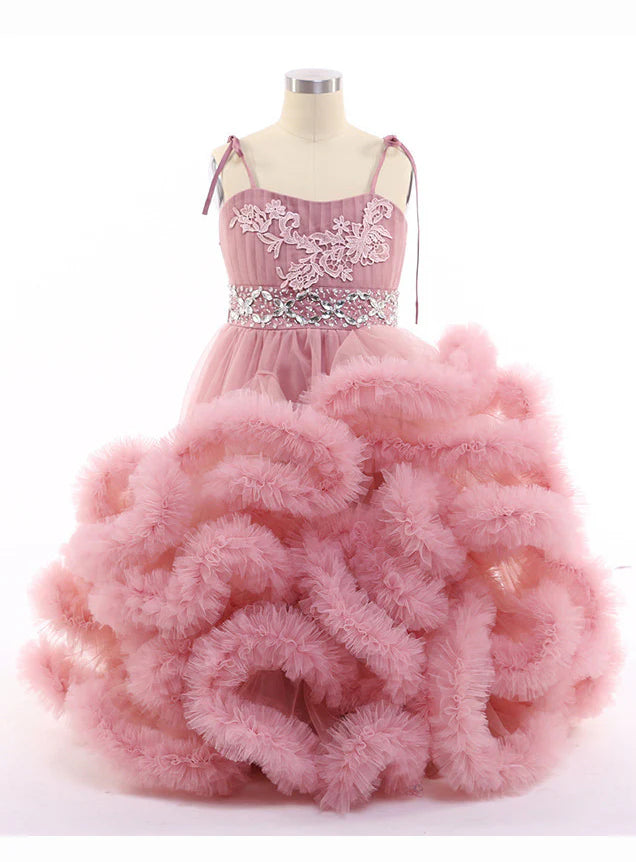 Cloud Flower Girls Dresses for Weddings Party Tulle Kids Birthday Gowns