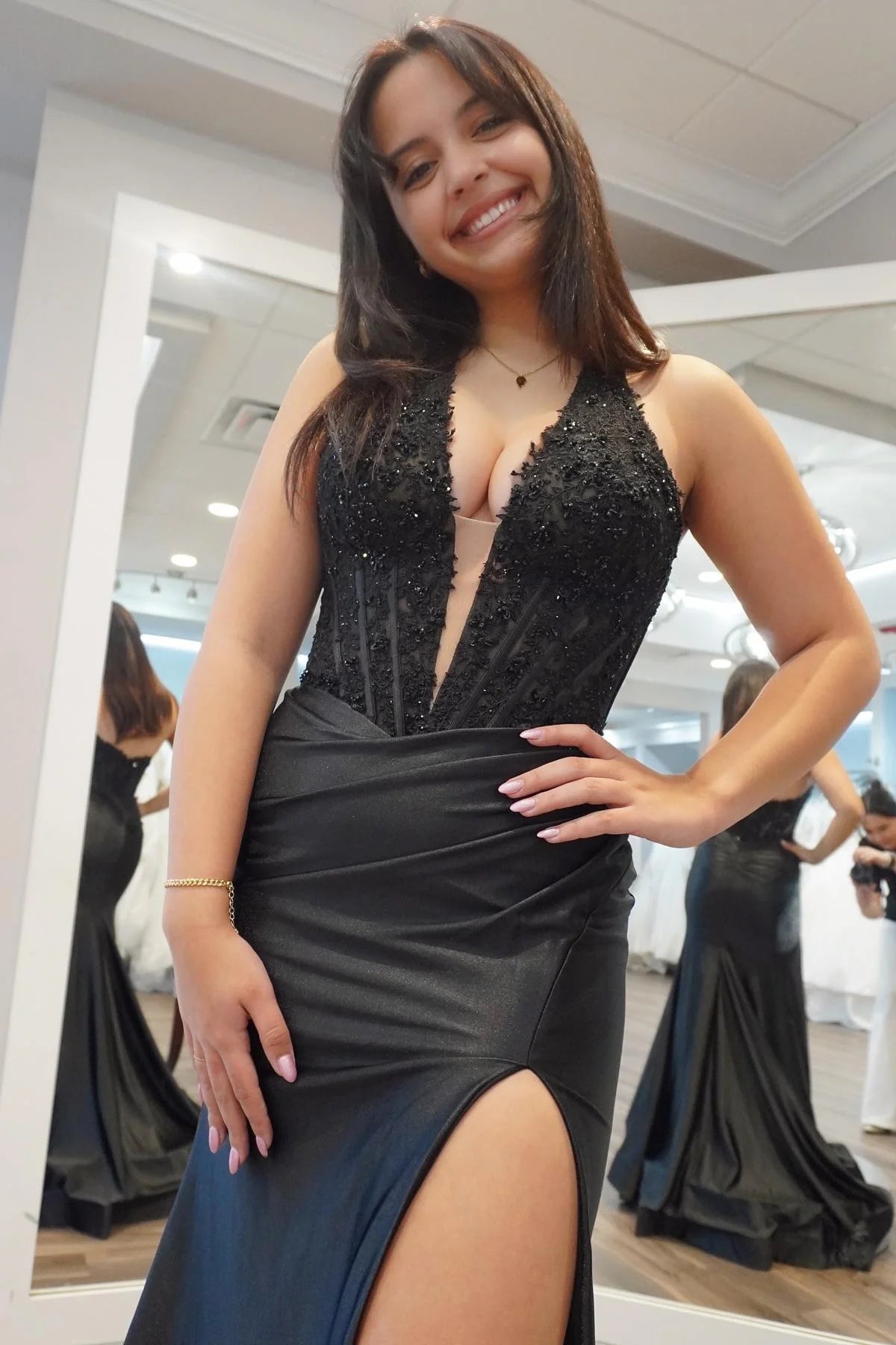 Custom made  black Halter Lace Prom Dress Mychicdress