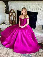 Custom Made Lace Magenta Prom Dresses 2025 Off the Shoulder