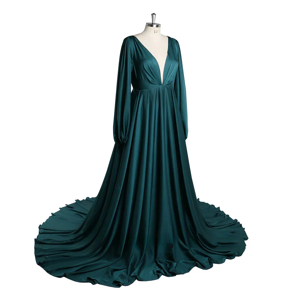 Dark Green Maternity Dresses Photoshoot for Baby Shower