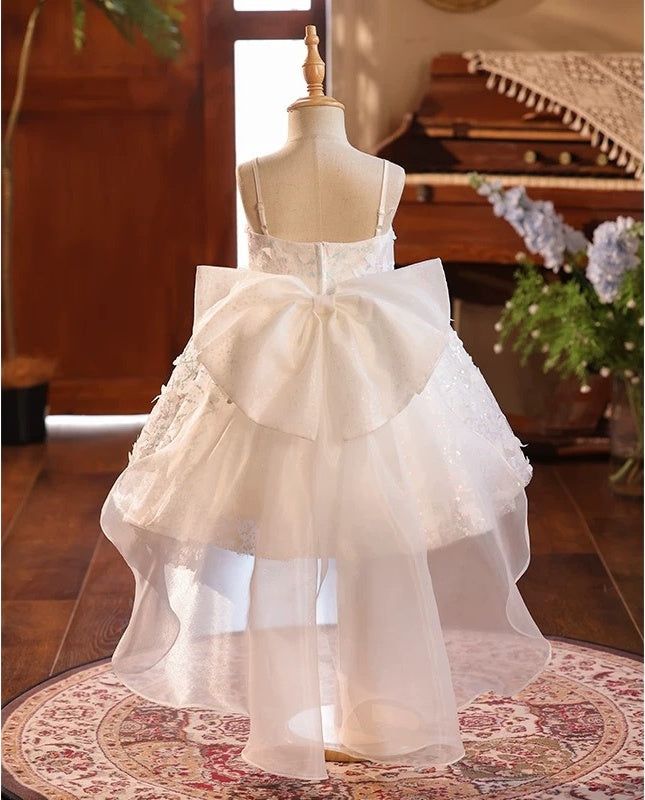 Dreamy White Sequins Birthday Dress Puffy Short Flower Girl Princess Dress Mychicdress
