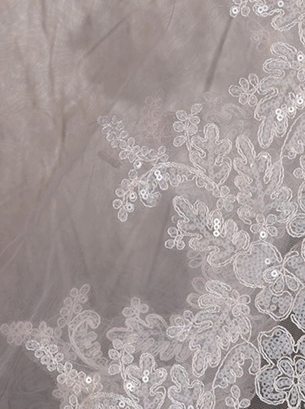 Elegant Lace Tulle Wedding Veil One Tier