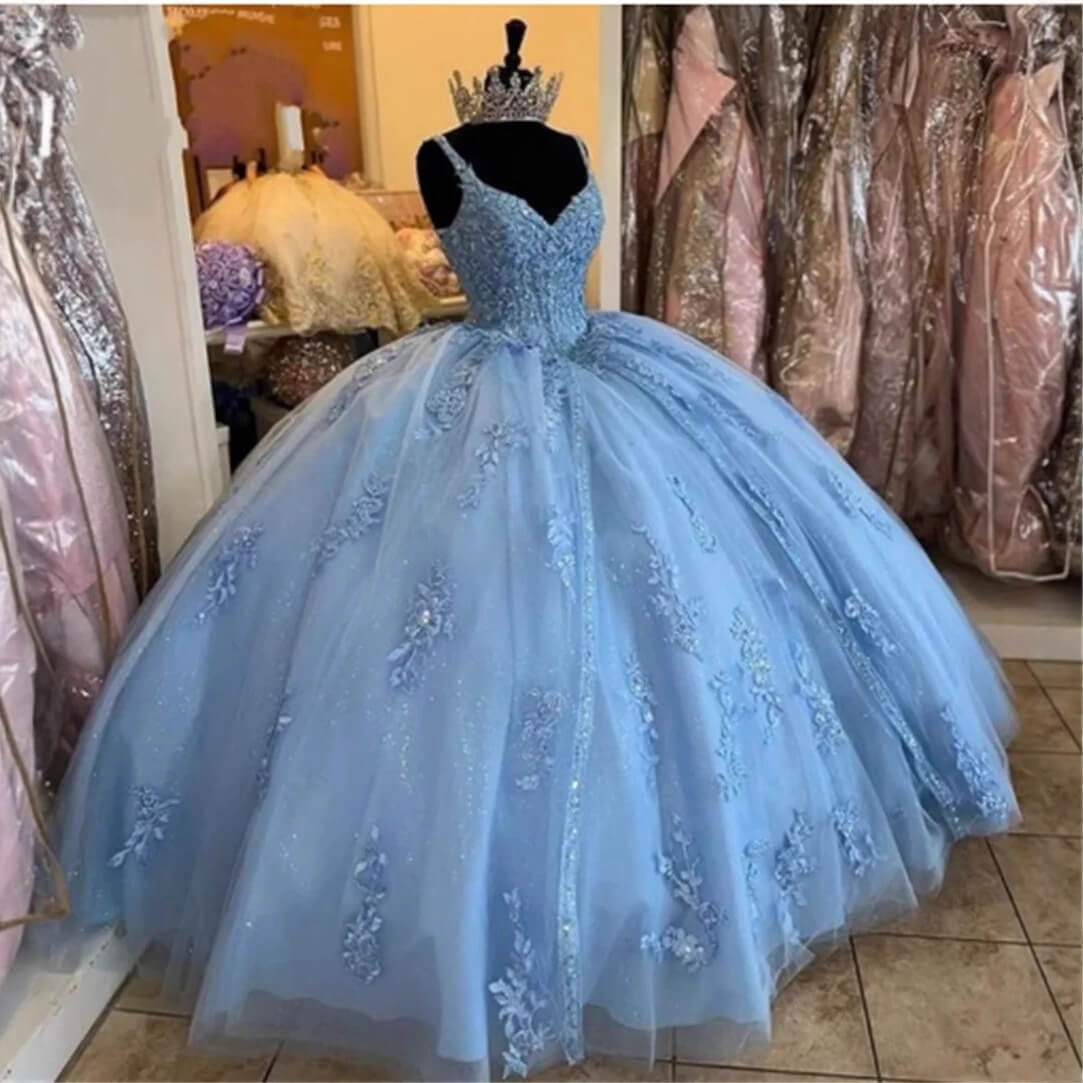 Fairy-Tale Blue Sweet 16 Quinceanera Dresses with Detachable Sleeves
