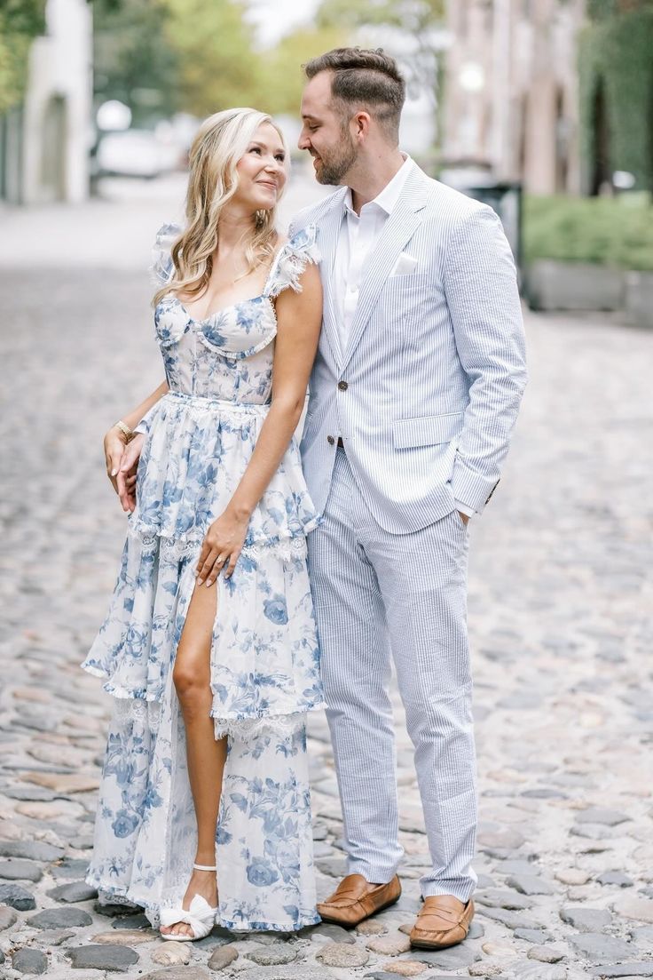 Floor-Length Floral Formal Guest Dress Blue Corset Bridesmaid Dress