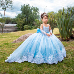 Flower Girl Dress For Wedding Full Sleeves Kids Birthday First Communion Gown