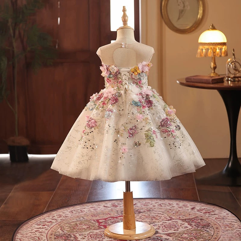 French Forest Style Girls Pageant Dress Short Princess Flower Girl dress Mychicdress