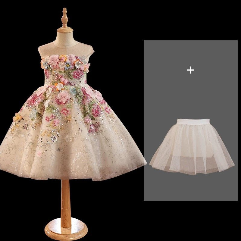 French Forest Style Girls Pageant Dress Short Princess Flower Girl dress Mychicdress