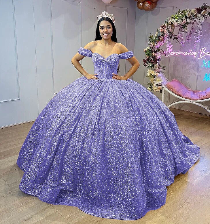 Glitter lavender Quinceanera Dresses for Sweet 16 Ball Gowns Mychicdress