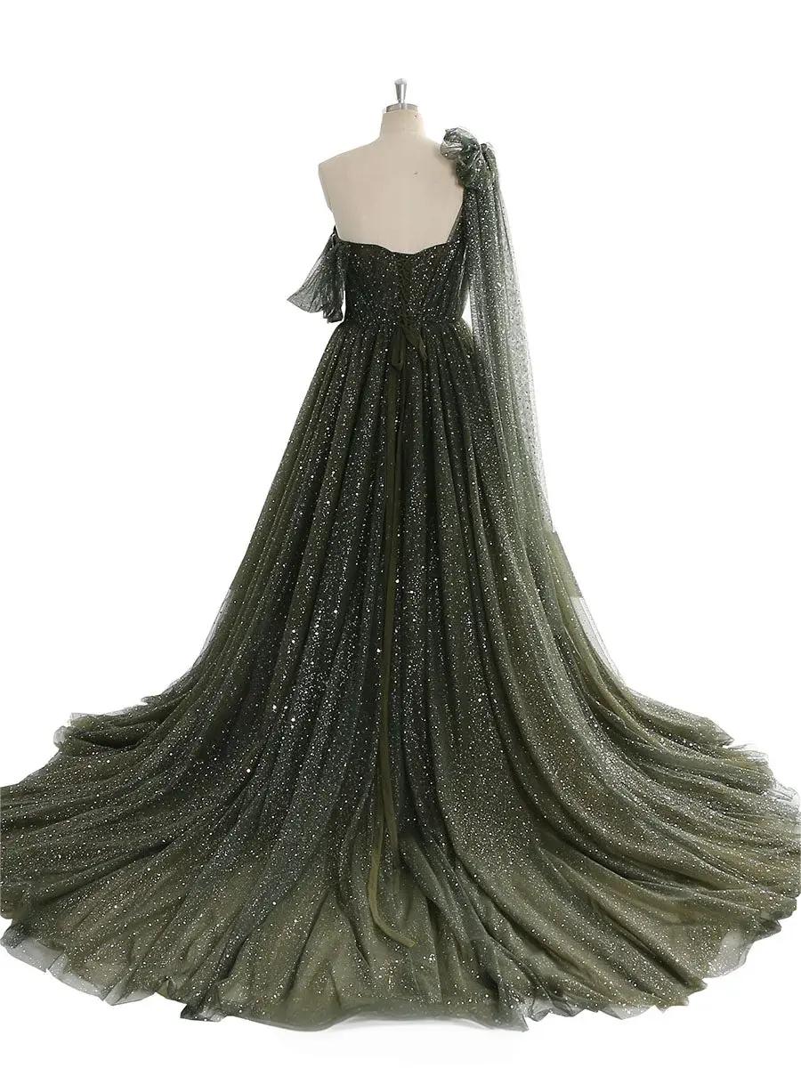 Glitter Starry Women Photography Dress Mesh Long Formal Dress