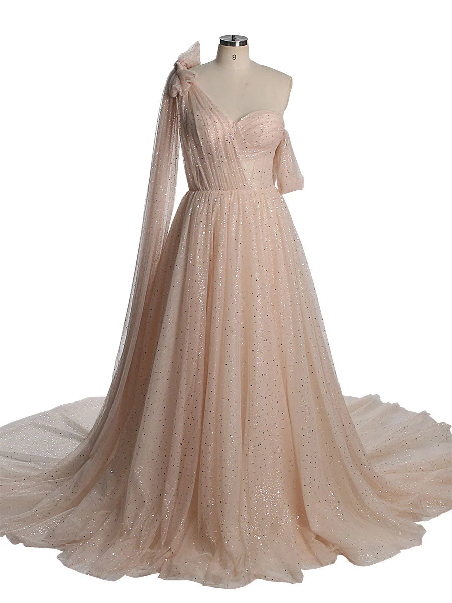 Glitter Starry Women Photography Dress Mesh Long Formal Dress