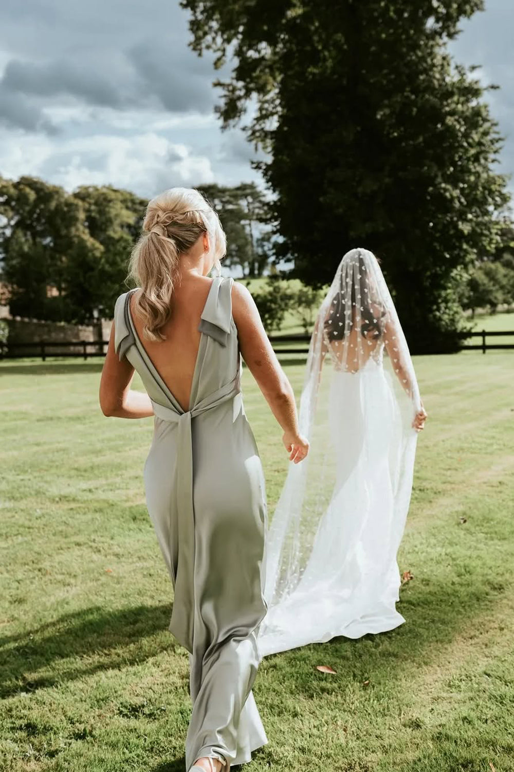 Hot Beach Sage Green Bridesmaid Dress V Neck with Bow Mychicdress