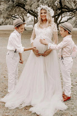 Hot Maternity Lace Dress for Photoshoot with Tulle Skirt