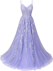 A Line 2025 Lace Violet purple Prom Dresses Lilac Long Formal Dress