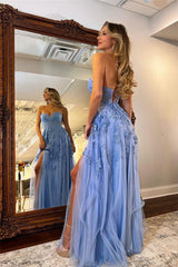 Long Periwinkle Formal Dress Lace Mermaid Sweetheart Appliques