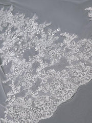 Long Lace Wedding Veil Ivory Cathedral Veil with Blusher