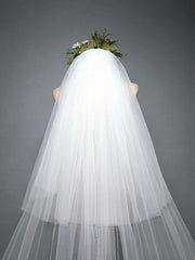 Long Lace Wedding Veil Ivory Cathedral Veil with Blusher