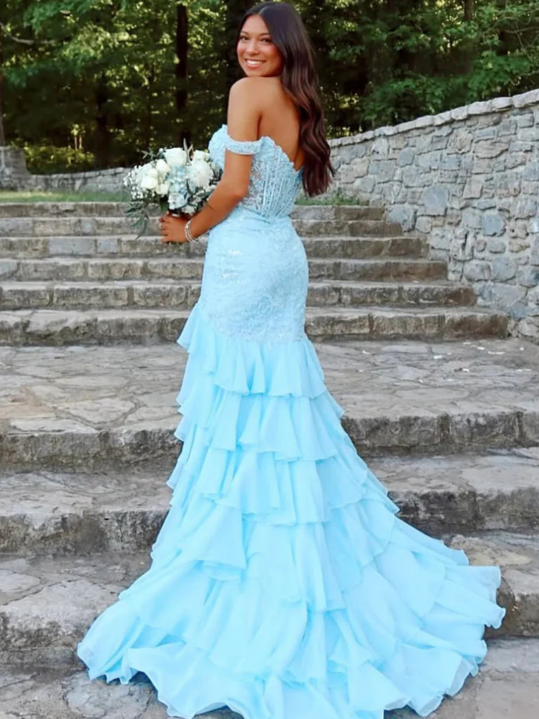 Lace Light Blue Formal Dress Mychicdress