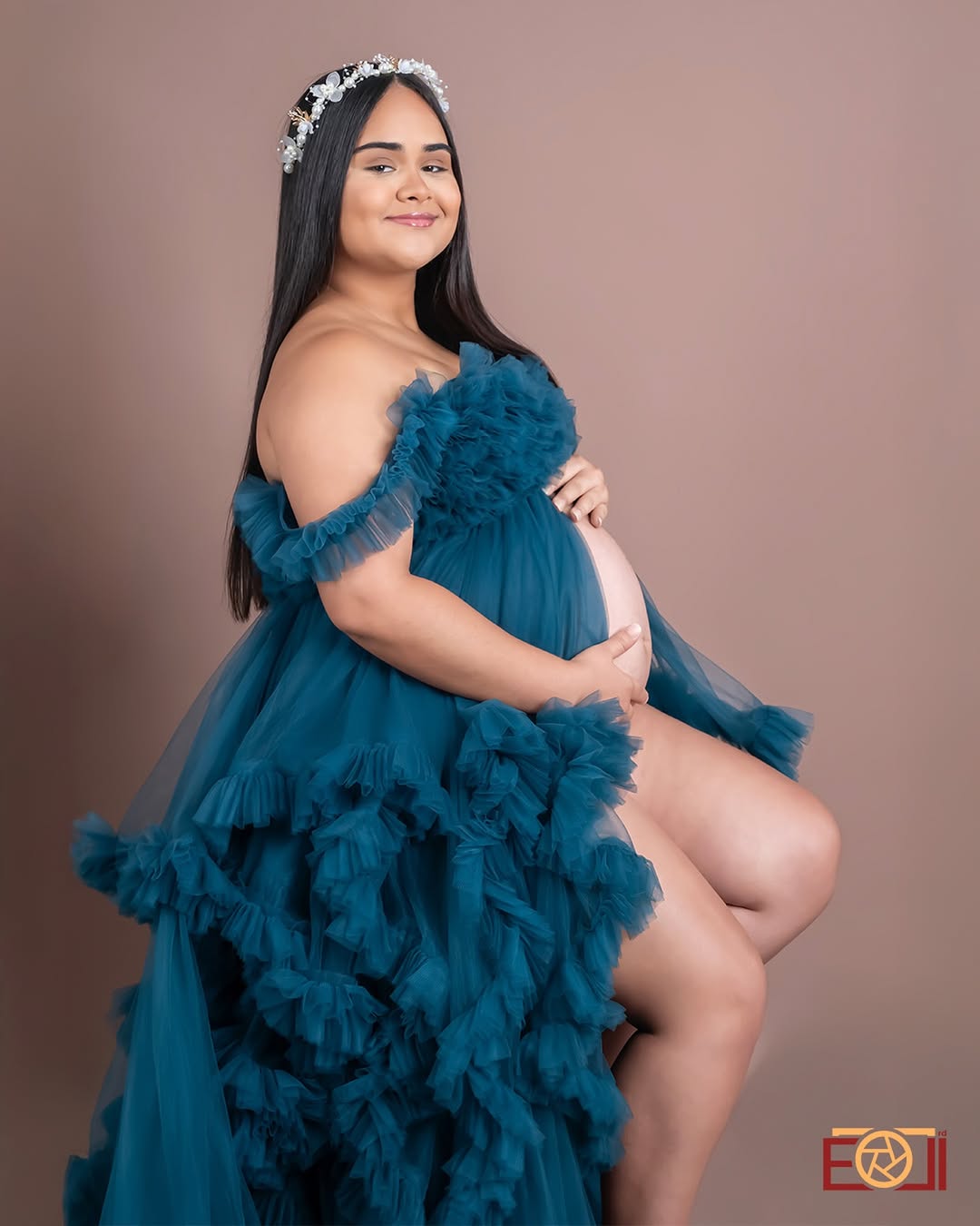 Ruffles Puffy Tulle Maternity Robe Tulle Pregnant Photo Shoot Robes