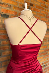 Mermaid Red Tighted Homecoming Dress Spaghetti Strap Ruched Mychicdress