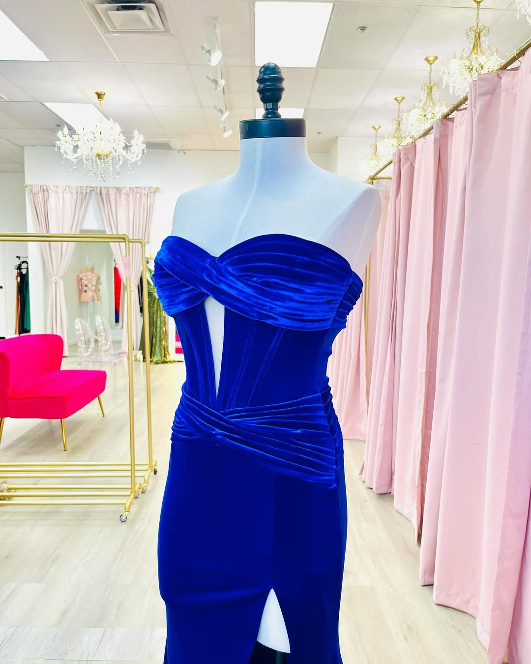 Mermaid Royal Blue Velvet Formal Dress for Winter Wedding Mychicdress