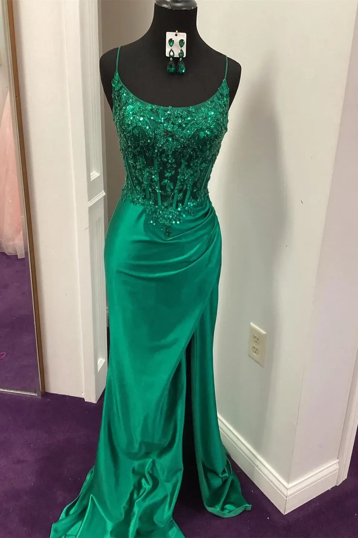 Green evening gown Mermaid Satin  Prom Dress 2026 Long Evening Dress