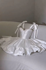 MyChic Short White Sweet 16 Birthday Outfits A line Satin Homecoming Dress