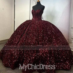 New Black Sweet 16 Dress Sparkly Sequin Quinceanrea Dresses Ball Gown