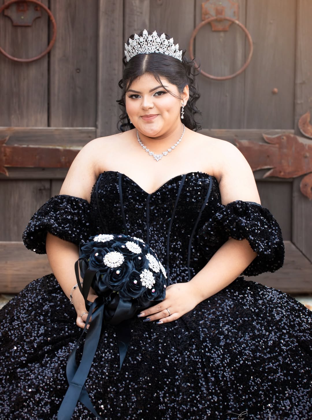 Plus Size Sequin Quinceanera Sweet 16 Dresses with Bubble Sleeves