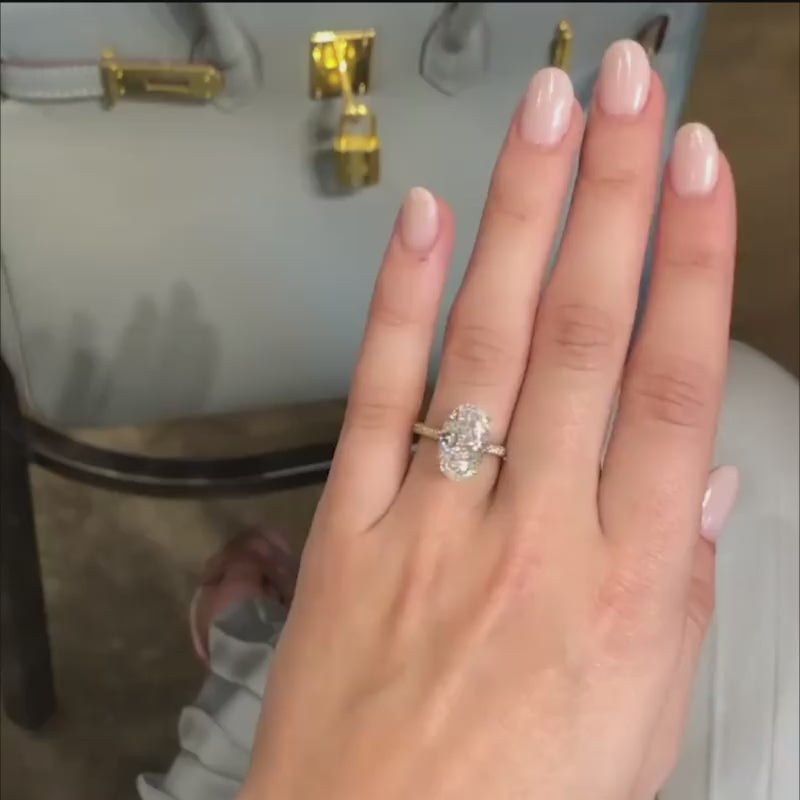 Sterling Silver Oval Diamond Engagement Ring For Woman