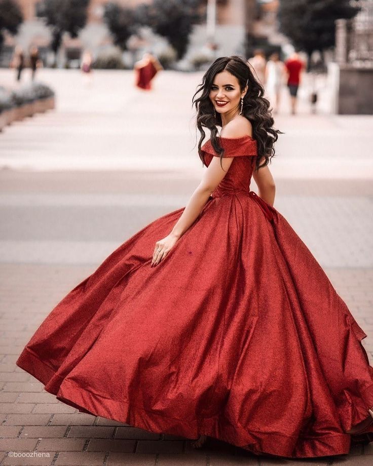 Princess Ball Gown Red Sequin Wedding Dresses Off the Shouder