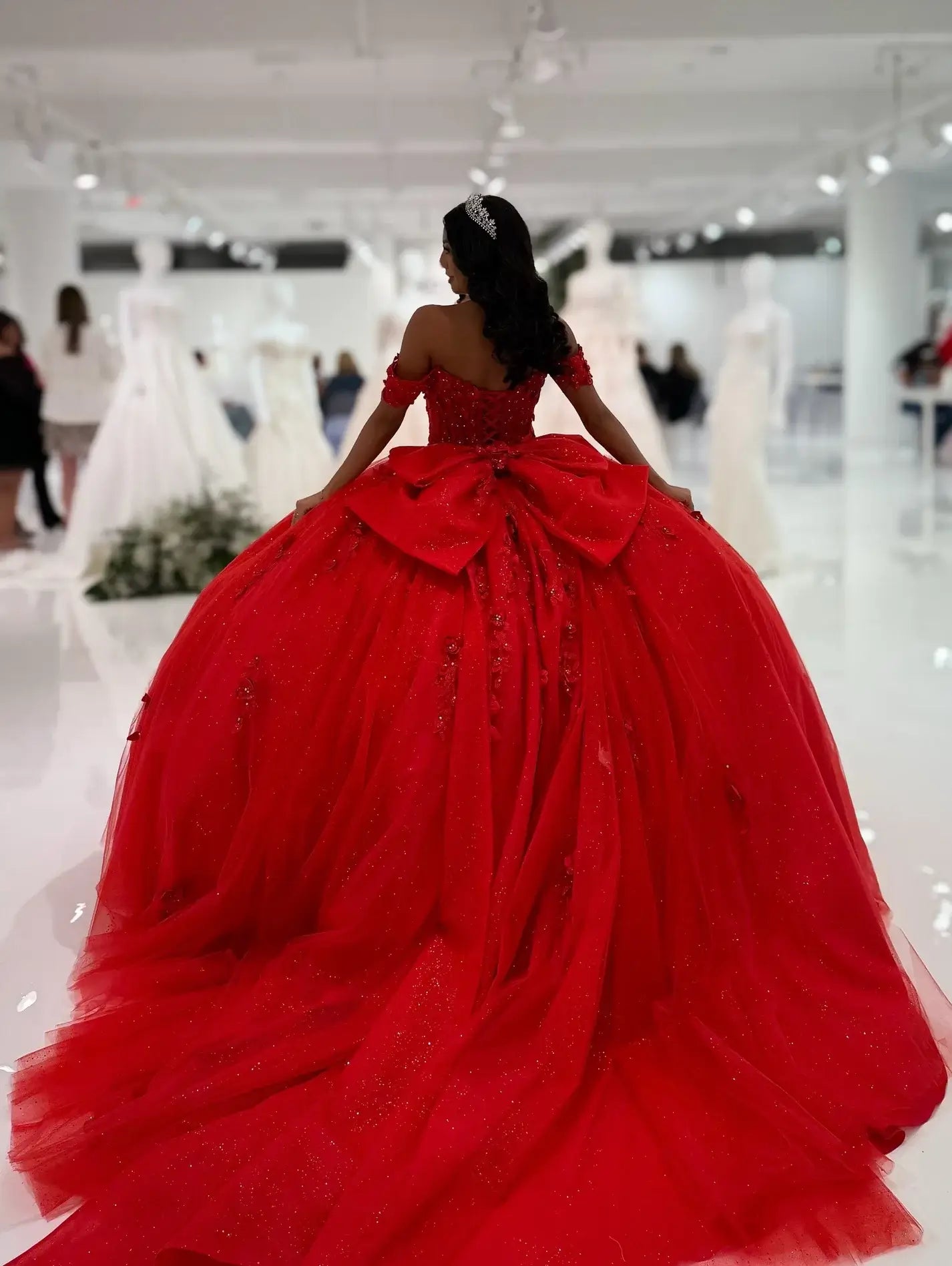 Princess Red Ball Gown Quince Dresses Appliqued Sweet 16 Gowns