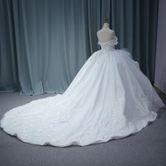 Princess White Lace Quinceanera Dress 3D Flowers Sweet 15 Dress Mychicdress