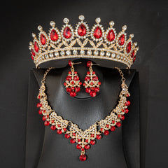 Princess 3 Pcs Crystal Rhinestone Bridal Tiaras Crown Bridal Jewelry Sets