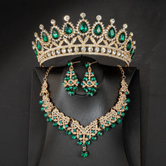 Princess 3 Pcs Crystal Rhinestone Bridal Tiaras Crown Bridal Jewelry Sets