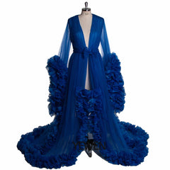 Puffy rosa tule maternidade sessão de fotos mulheres noite robe sleepwear vestido