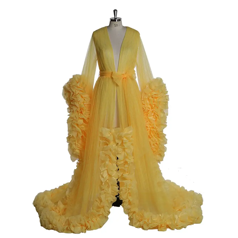 Puffy rosa tule maternidade sessão de fotos mulheres noite robe sleepwear vestido