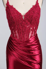 Red Strapls Lace Prom Dresses Mermaid Long Evening Gown Uk