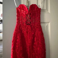 Lace Short 2025 Red Homecoming Dresses Bodycon Appliques Beading