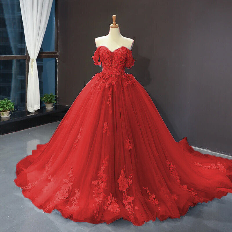 2025 Off the Shoulder Lace Appliques red Sweet 16 Dresses