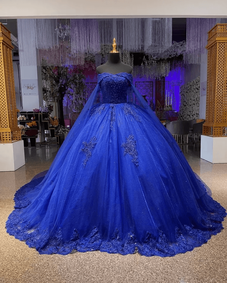 Floral Purple Quinceanrea Dresses Beaded Sweetheart Wedding Gown With Cape